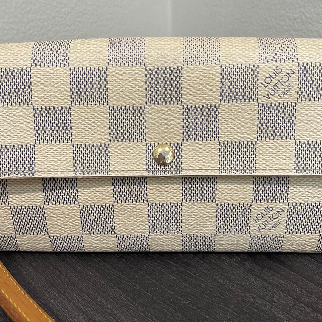 SOLD! Louis Vuitton Damier Wallet with Shoulder Strap