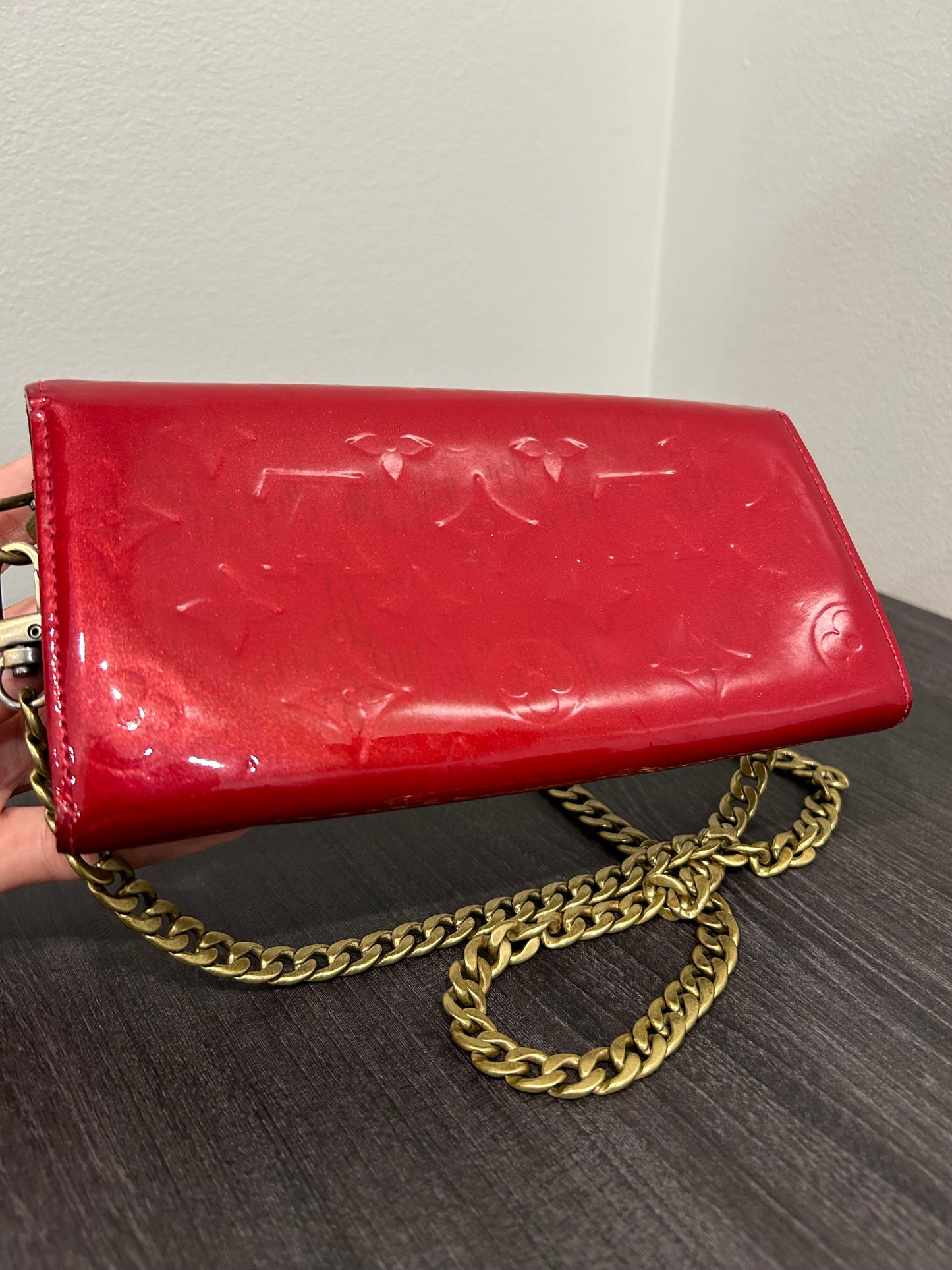 SOLD! Louis Vuitton Monogram Vernis Wallet on Chain
