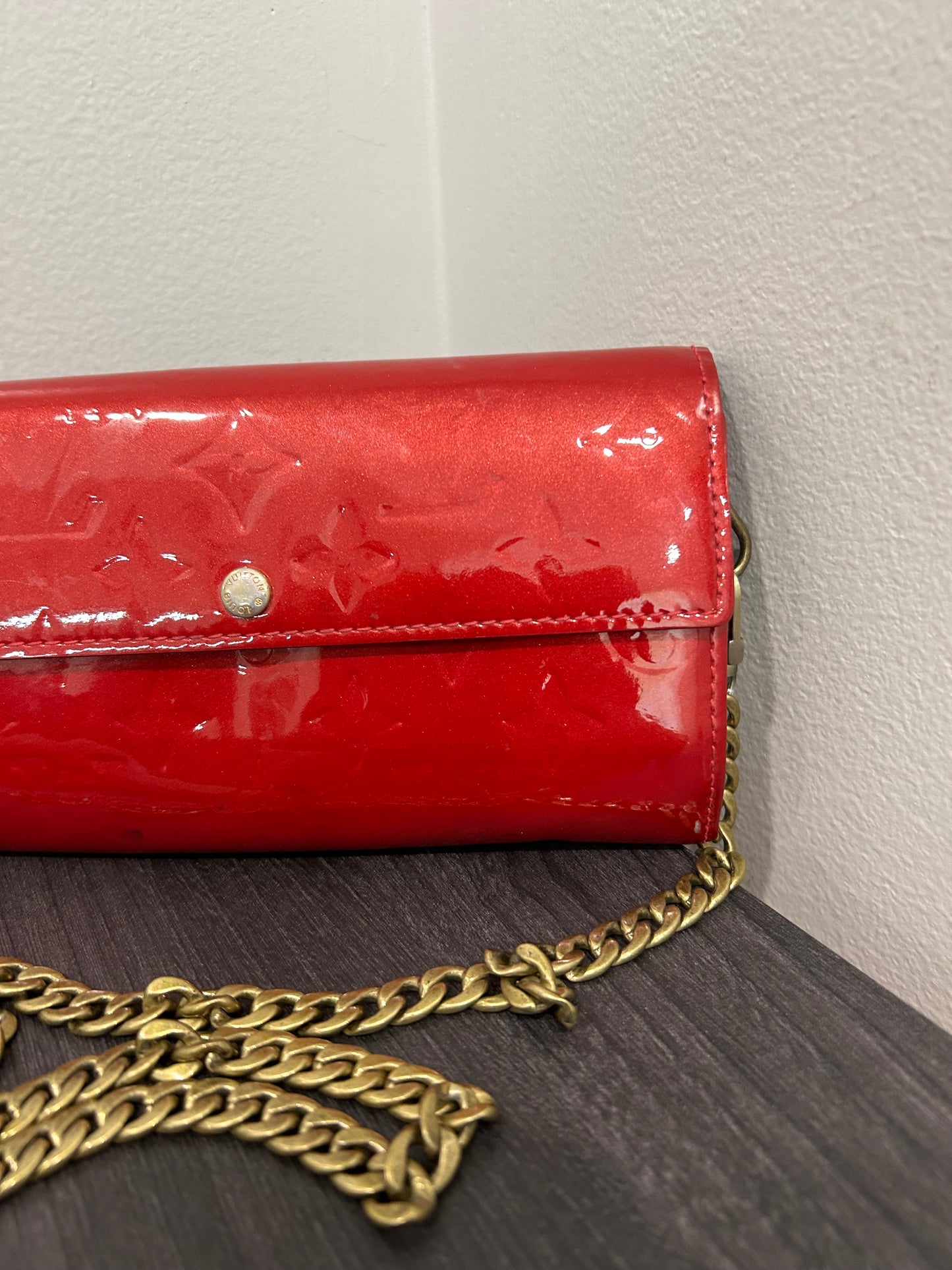 SOLD! Louis Vuitton Monogram Vernis Wallet on Chain