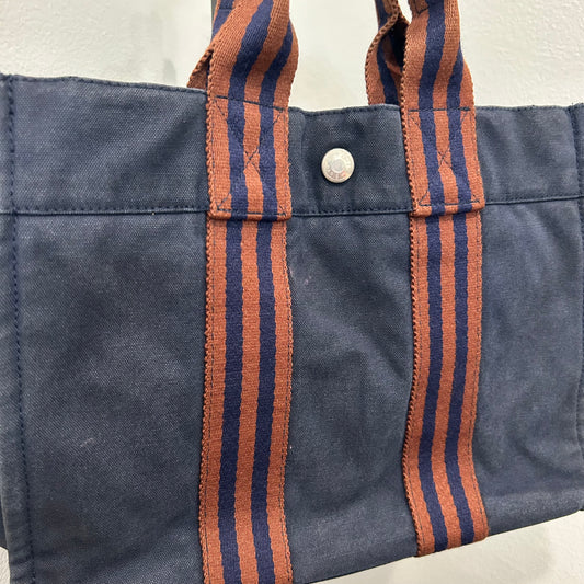 1069 HERMÈS Toile Fourre-Tout PM Tote Blue