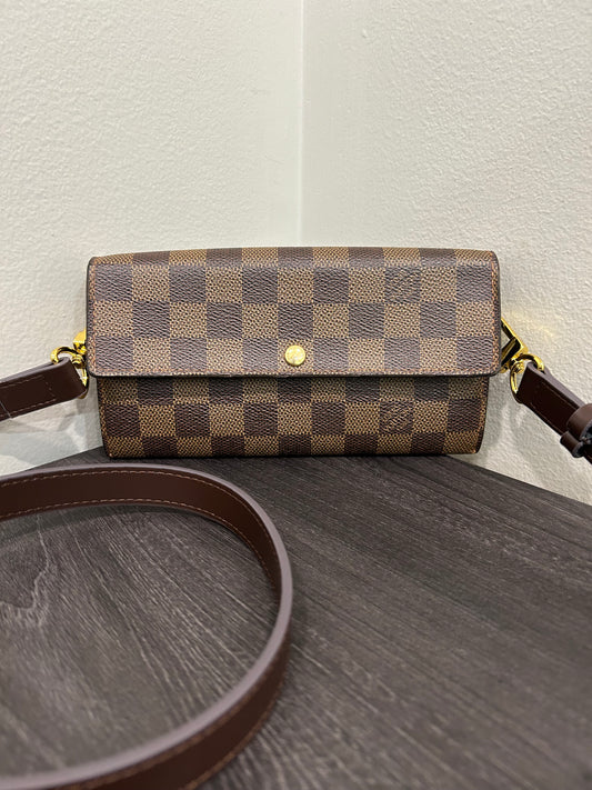 SOLD! Louis Vuitton Damier Wallet with Shoulder Strap
