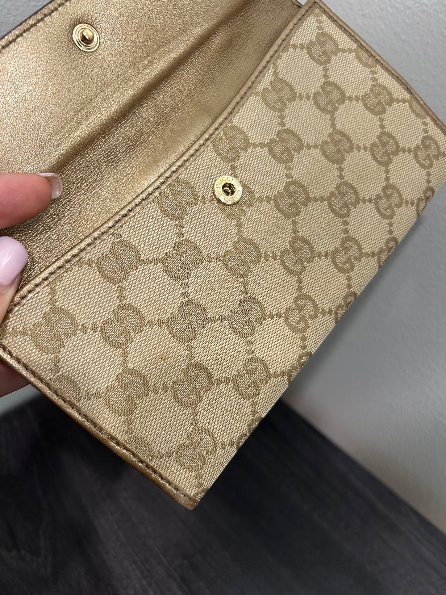 CLEARANCE #182 GUCCI Canvas Long Wallet