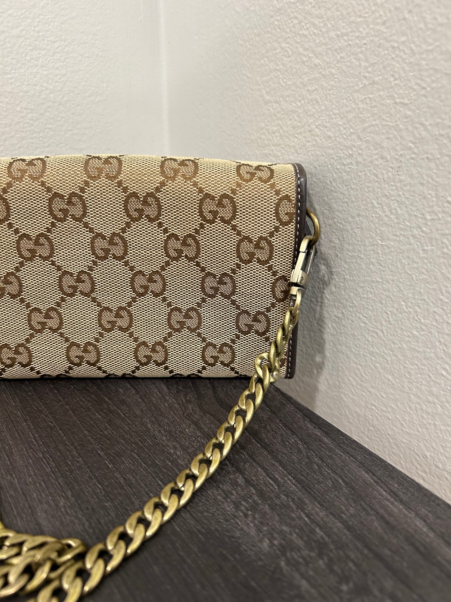 SOLD! Gucci GG Canvas Wallet on Chain