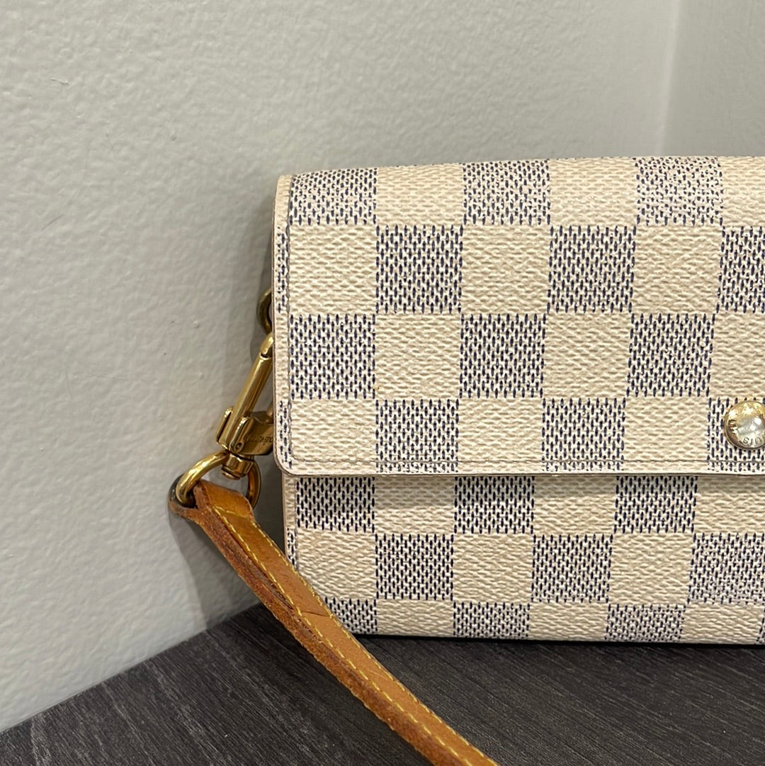 SOLD! Louis Vuitton Damier Wallet with Shoulder Strap