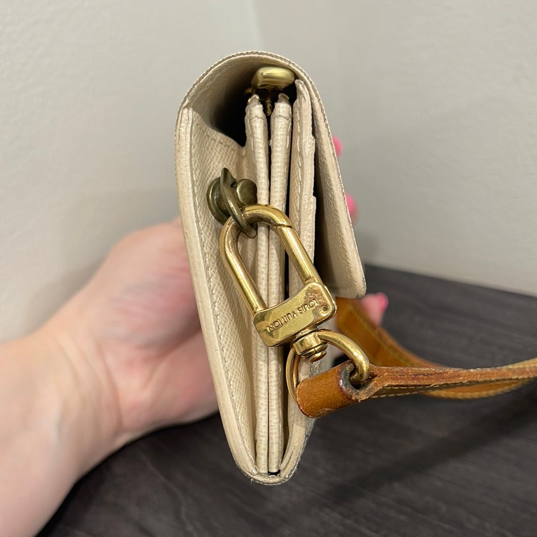 SOLD! Louis Vuitton Damier Wallet with Shoulder Strap