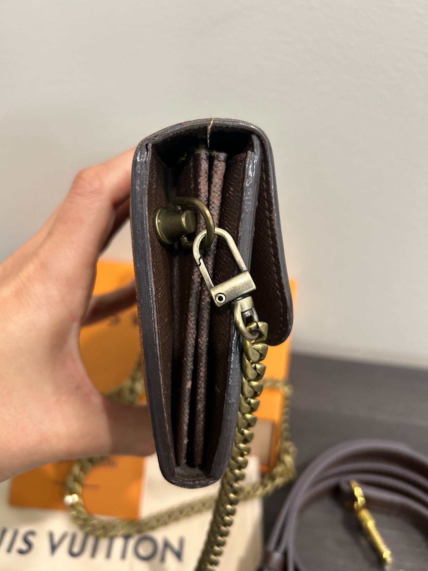SOLD! Louis Vuitton Damier Wallet on Chain