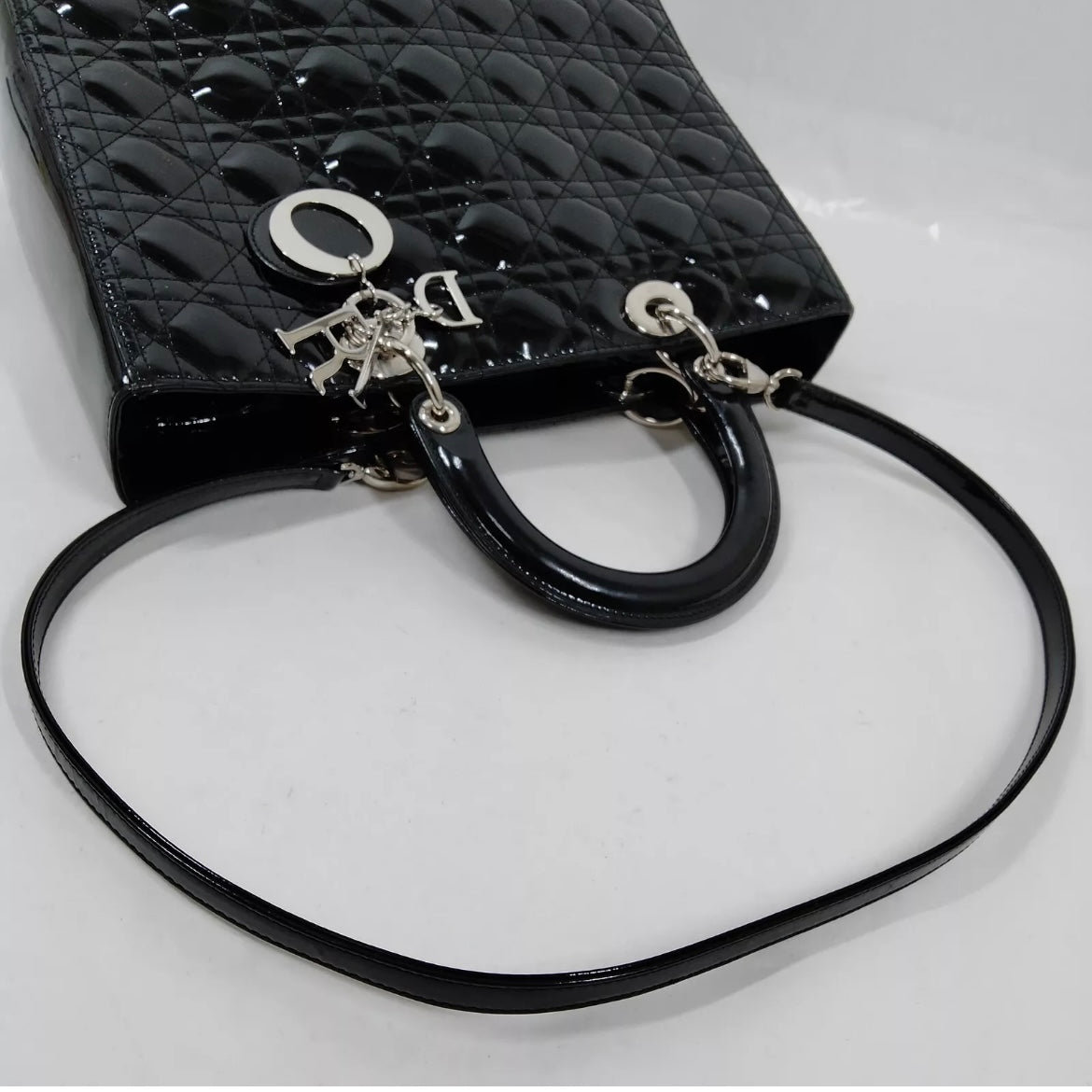 Christian Dior Lady Dior Cannage Patent Leather with Strap