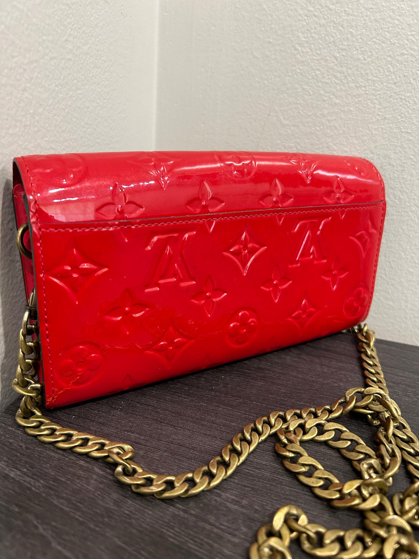 SOLD! Louis Vuitton Monogram Vernis Wallet on Chain