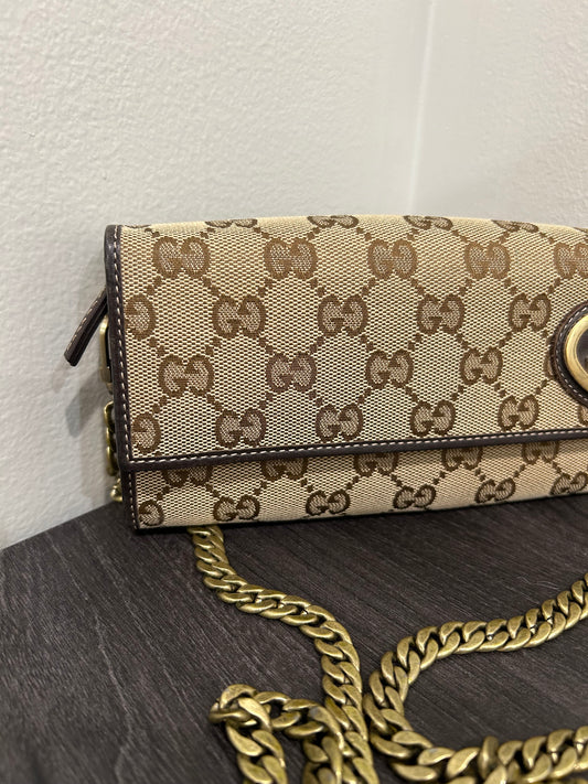 SOLD! Gucci GG Canvas Wallet on Chain