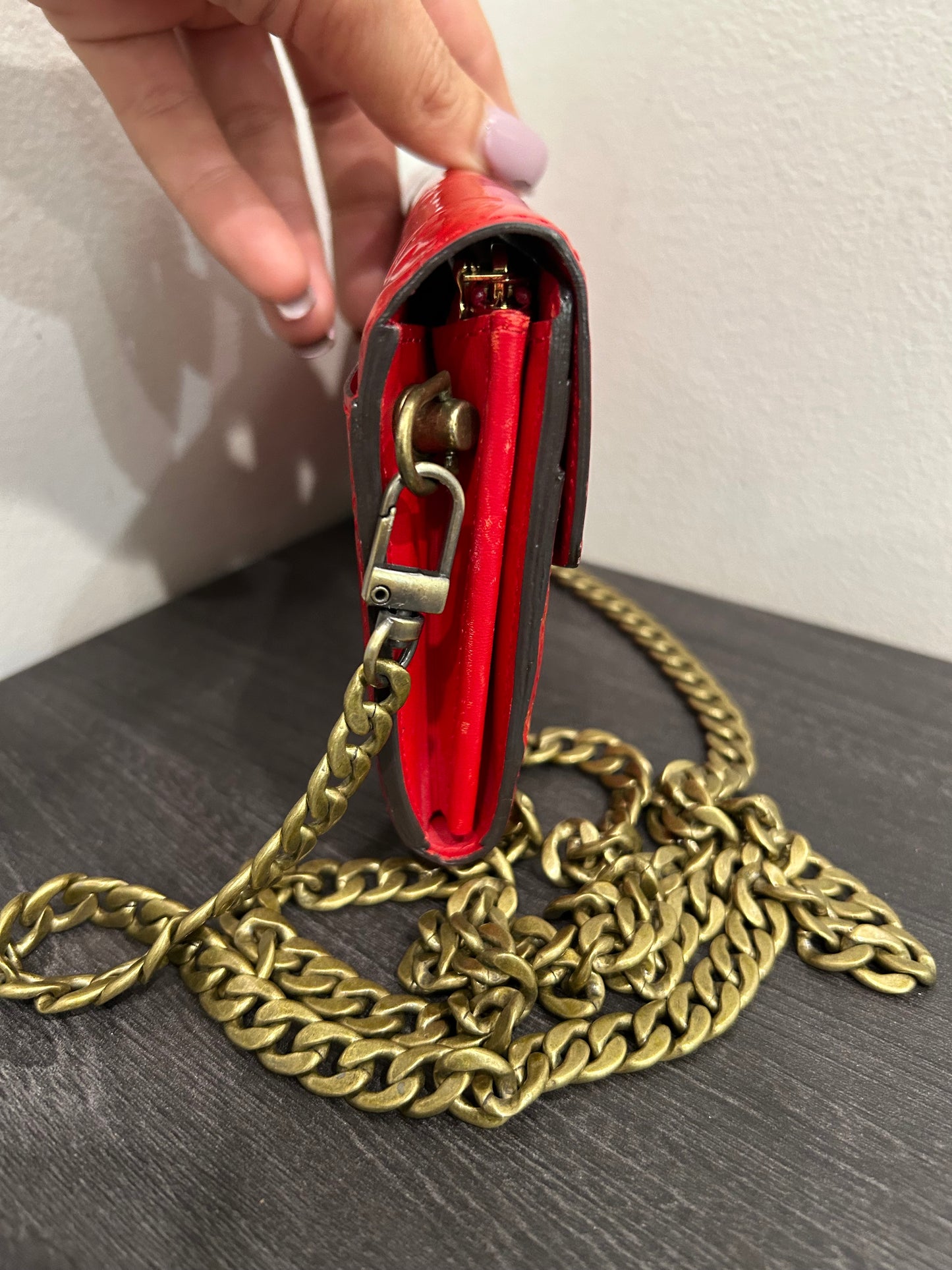 SOLD! Louis Vuitton Monogram Vernis Wallet on Chain