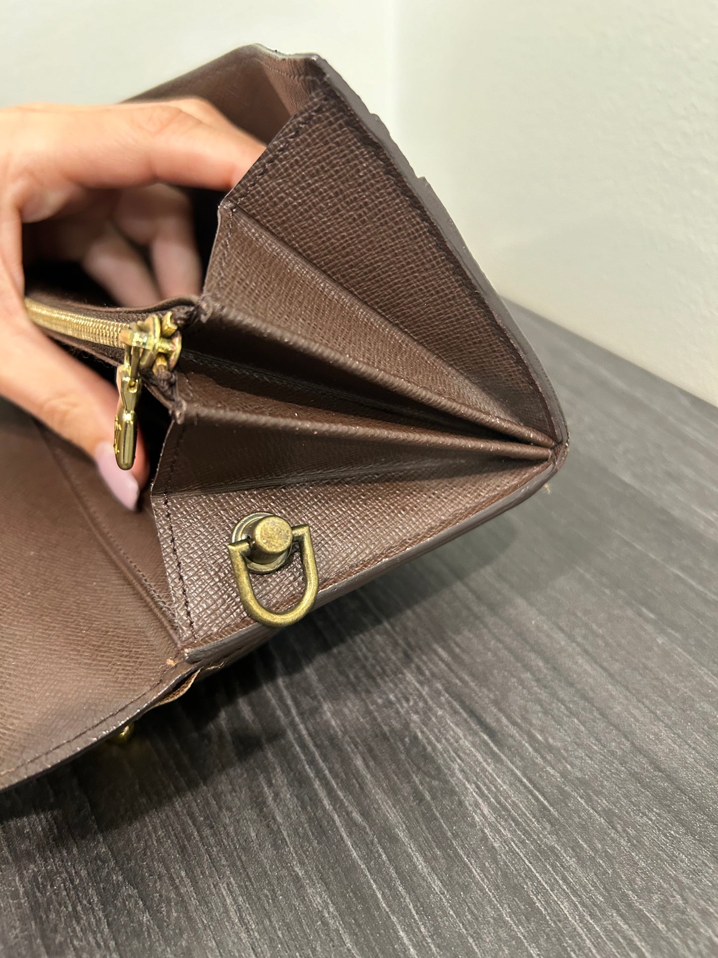 SOLD! Louis Vuitton Damier Wallet with Shoulder Strap