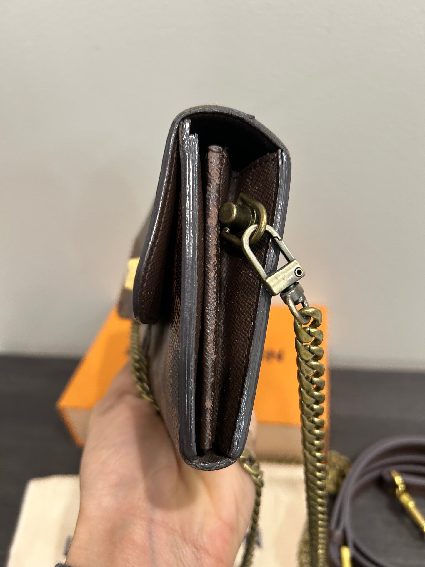 SOLD! Louis Vuitton Damier Wallet on Chain