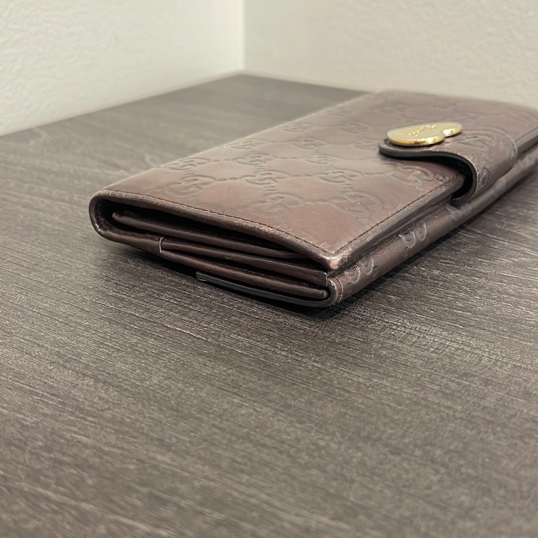 SOLD! Gucci GG Dark Brown Leather Wallet