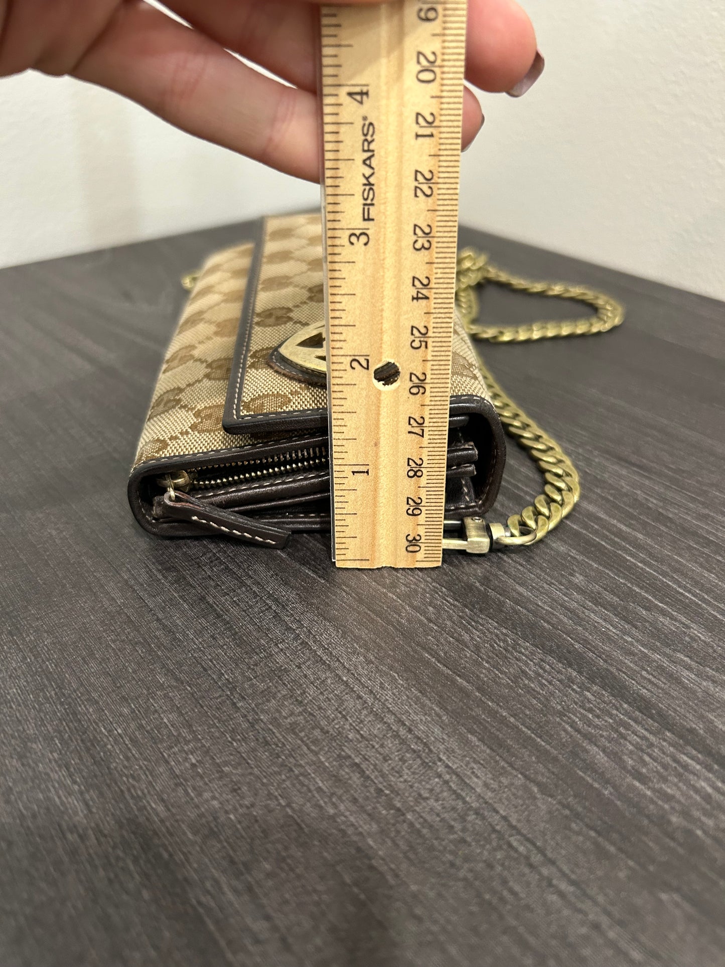 SOLD! Gucci GG Canvas Wallet on Chain