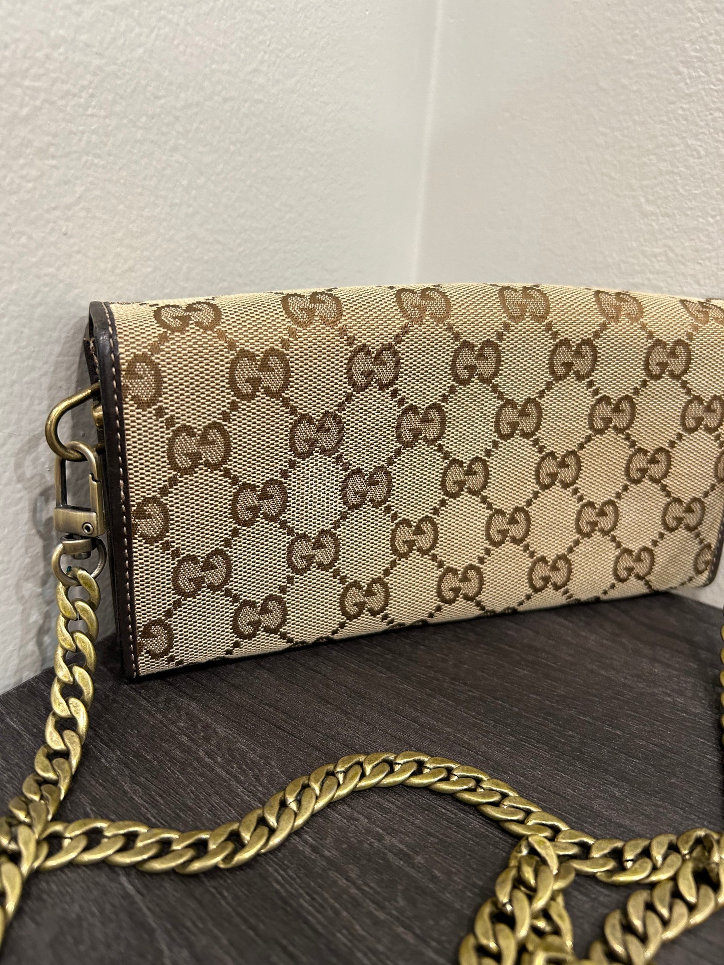 SOLD! Gucci GG Canvas Wallet on Chain