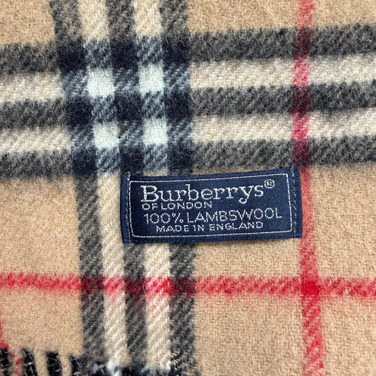 #8271 Vintage BURBERRY Archive Beige Check 100% Lambswool Scarf Stole