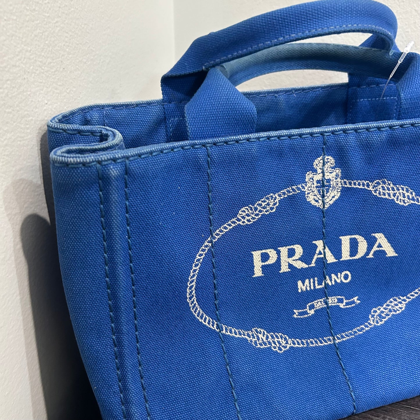 CLEARANCE #203 PRADA Canapa Small Tote - Blue
