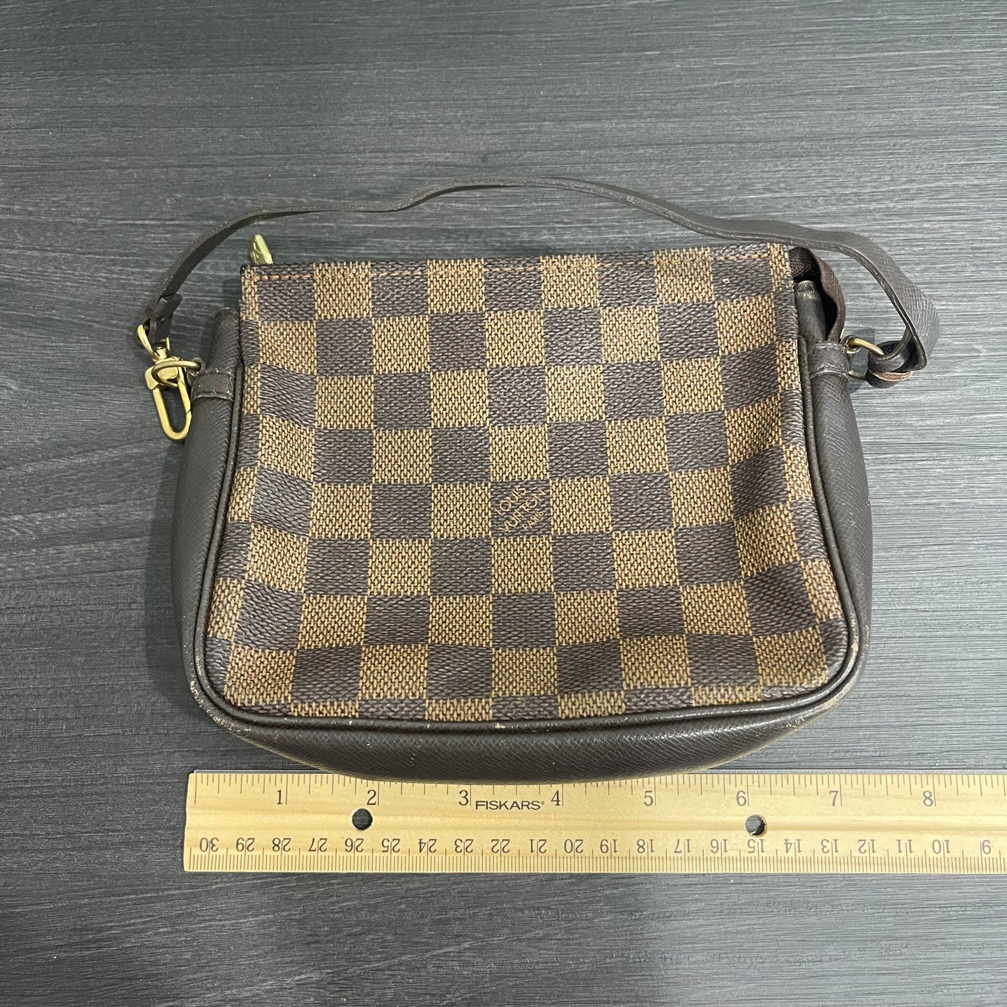 SOLD! Louis Vuitton Damier Ebene Trousse Make Up Bag Pochette