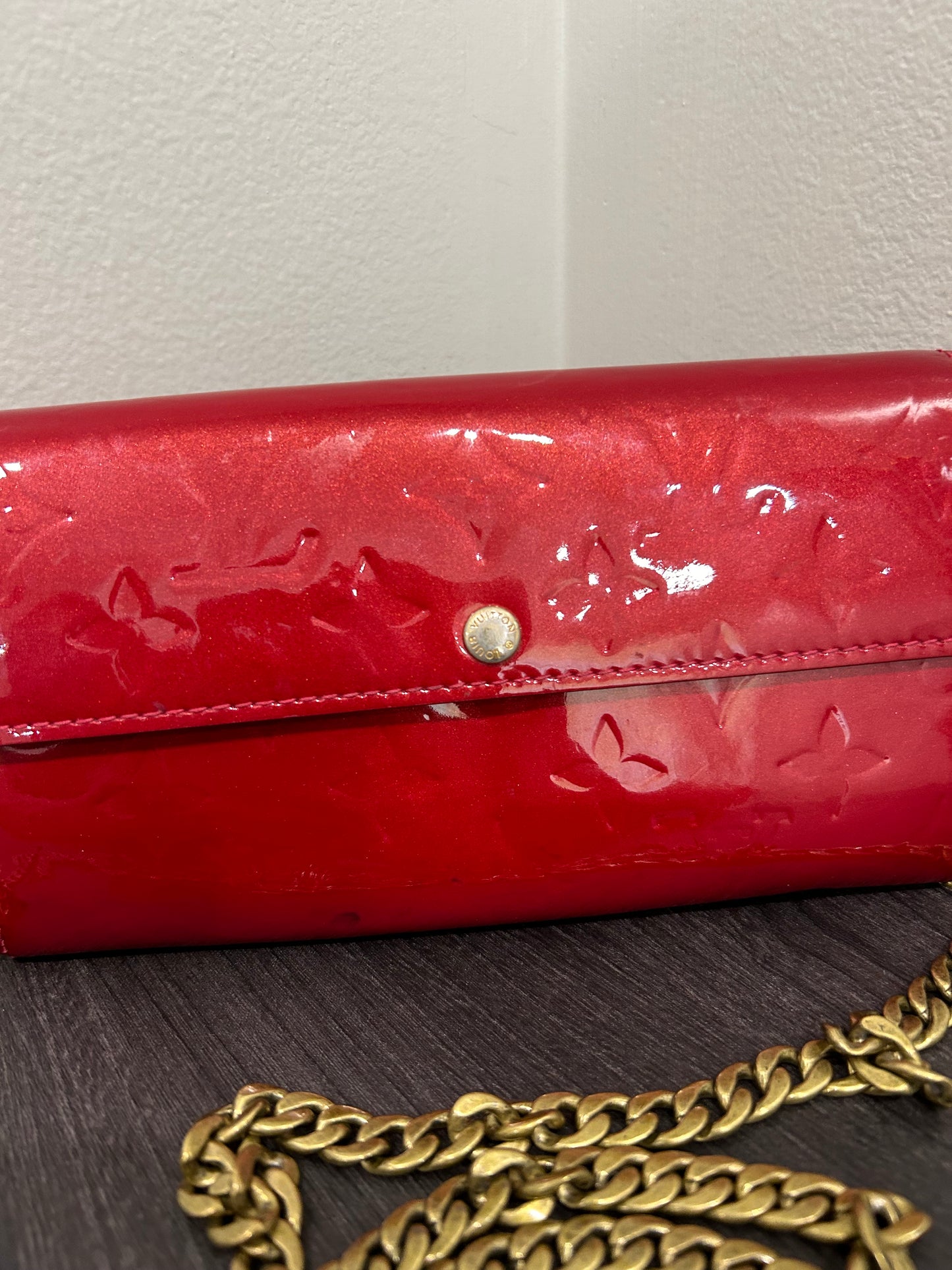 SOLD! Louis Vuitton Monogram Vernis Wallet on Chain