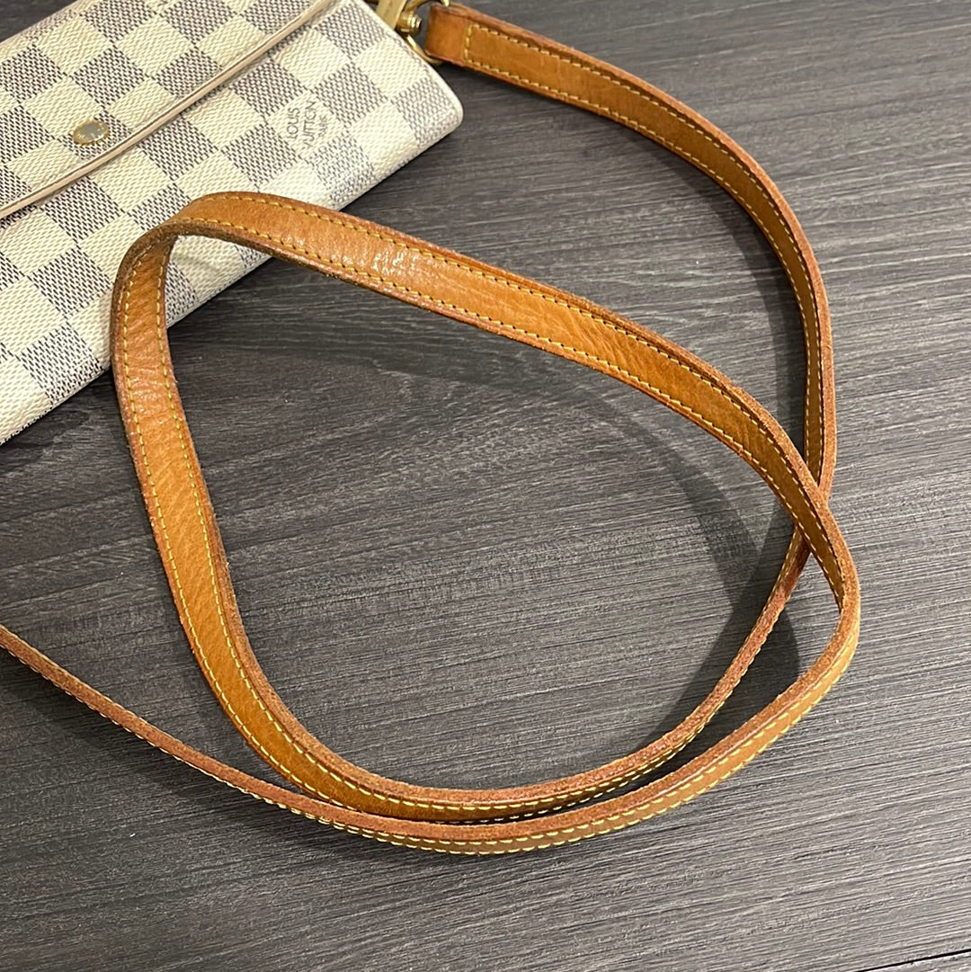 SOLD! Louis Vuitton Damier Wallet with Shoulder Strap
