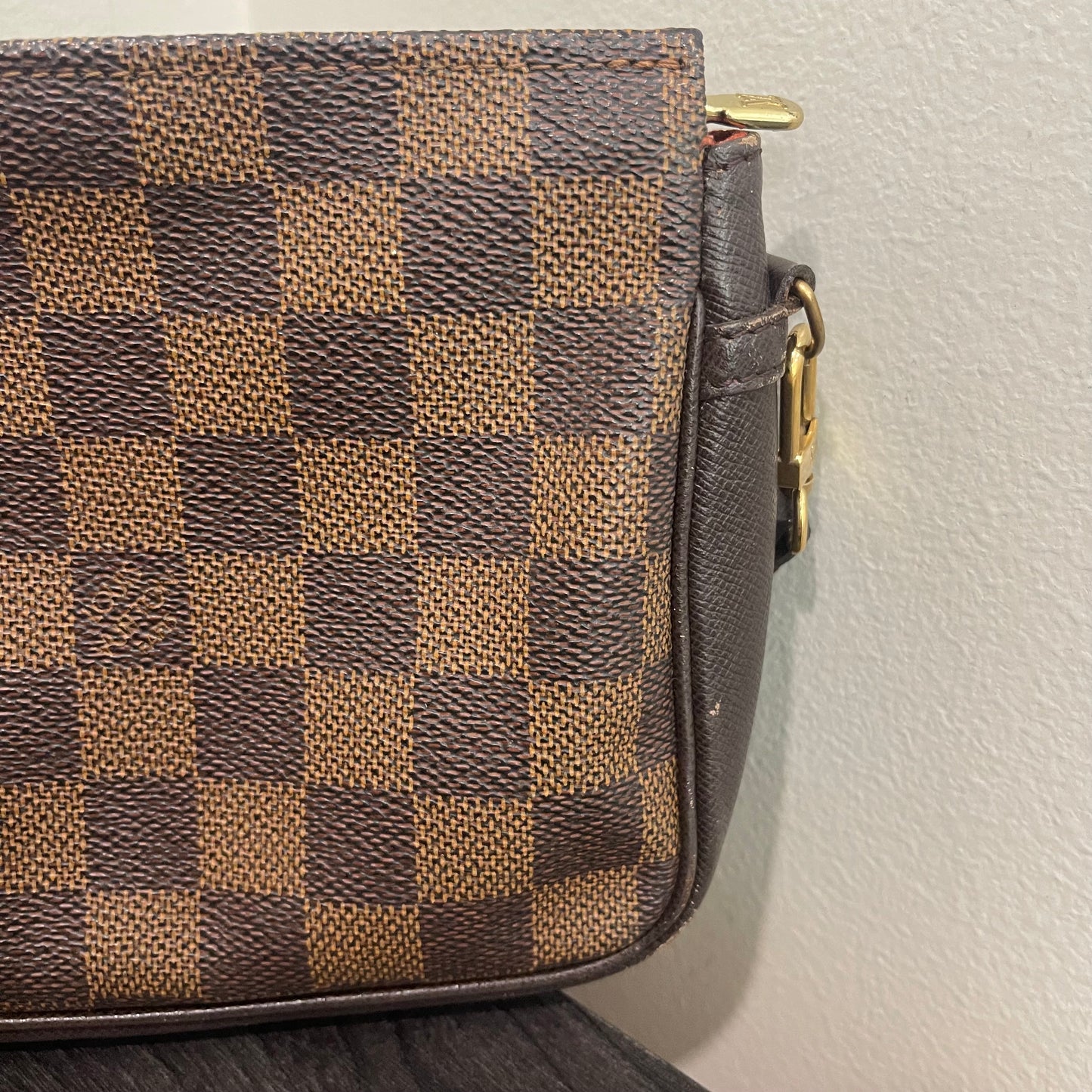 SOLD! Louis Vuitton Damier Ebene Trousse Make Up Bag Pochette