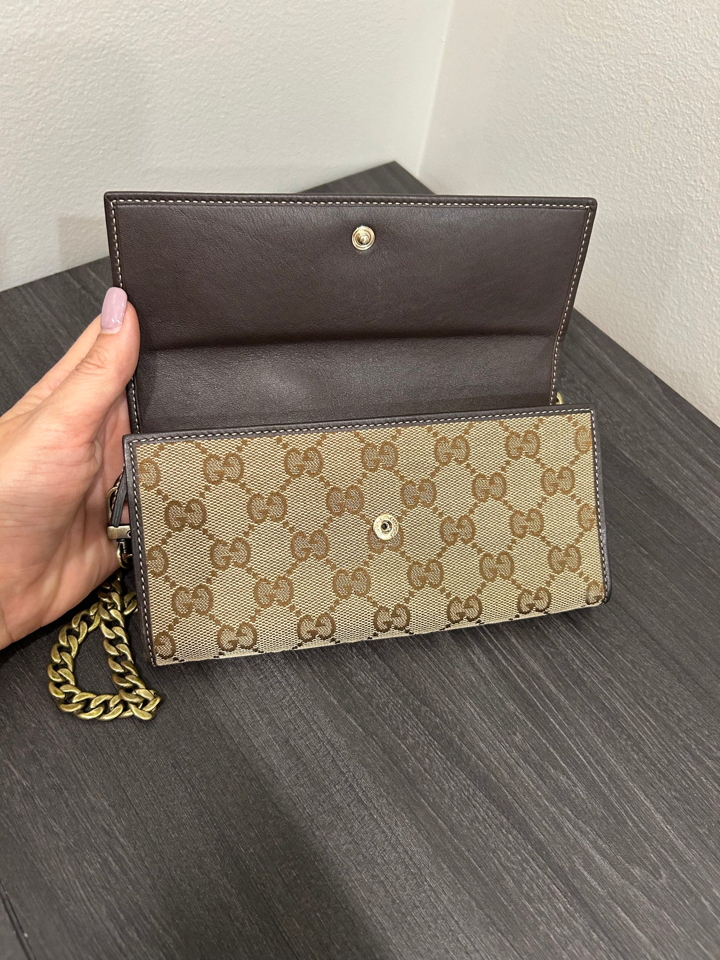 SOLD! Gucci GG Canvas Wallet on Chain