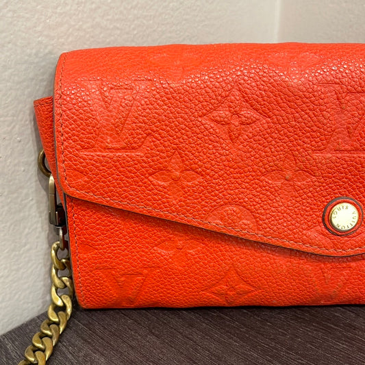 SOLD! Louis Vuitton Monogram Empreinte Orange Wallet on Chain