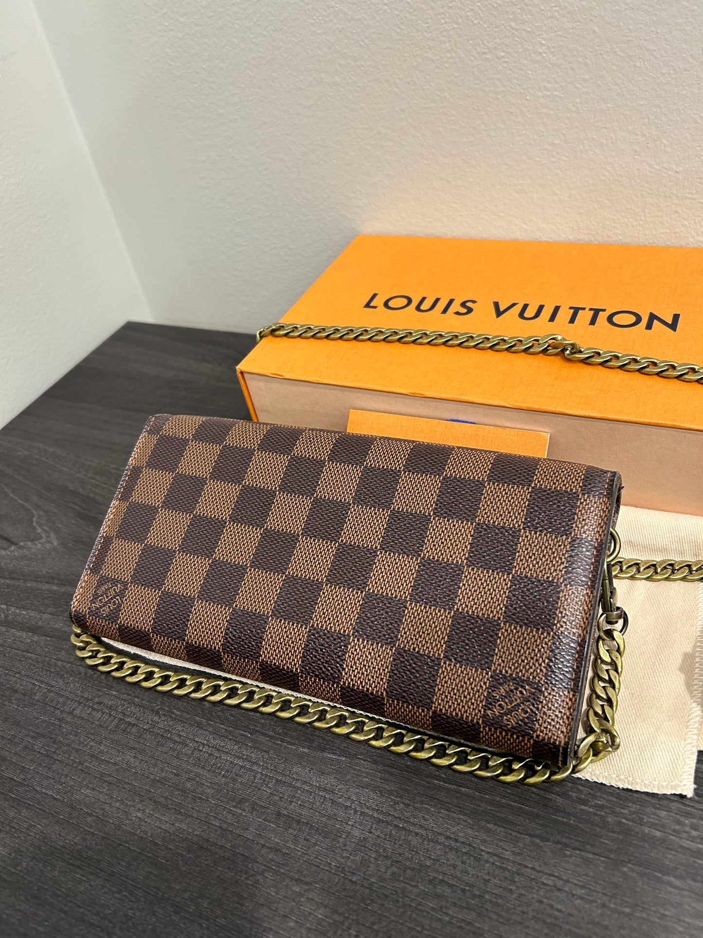 SOLD! Louis Vuitton Damier Wallet on Chain