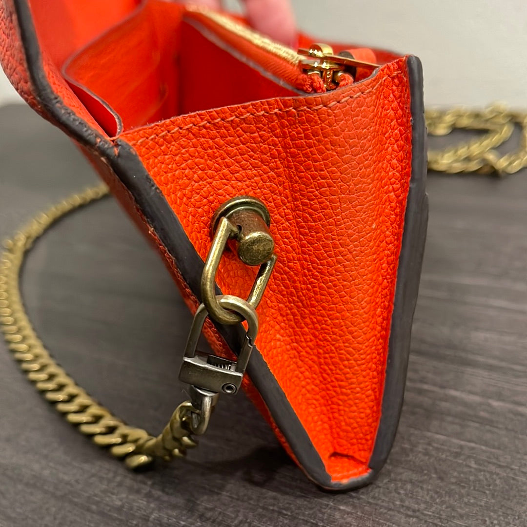 SOLD! Louis Vuitton Monogram Empreinte Orange Wallet on Chain