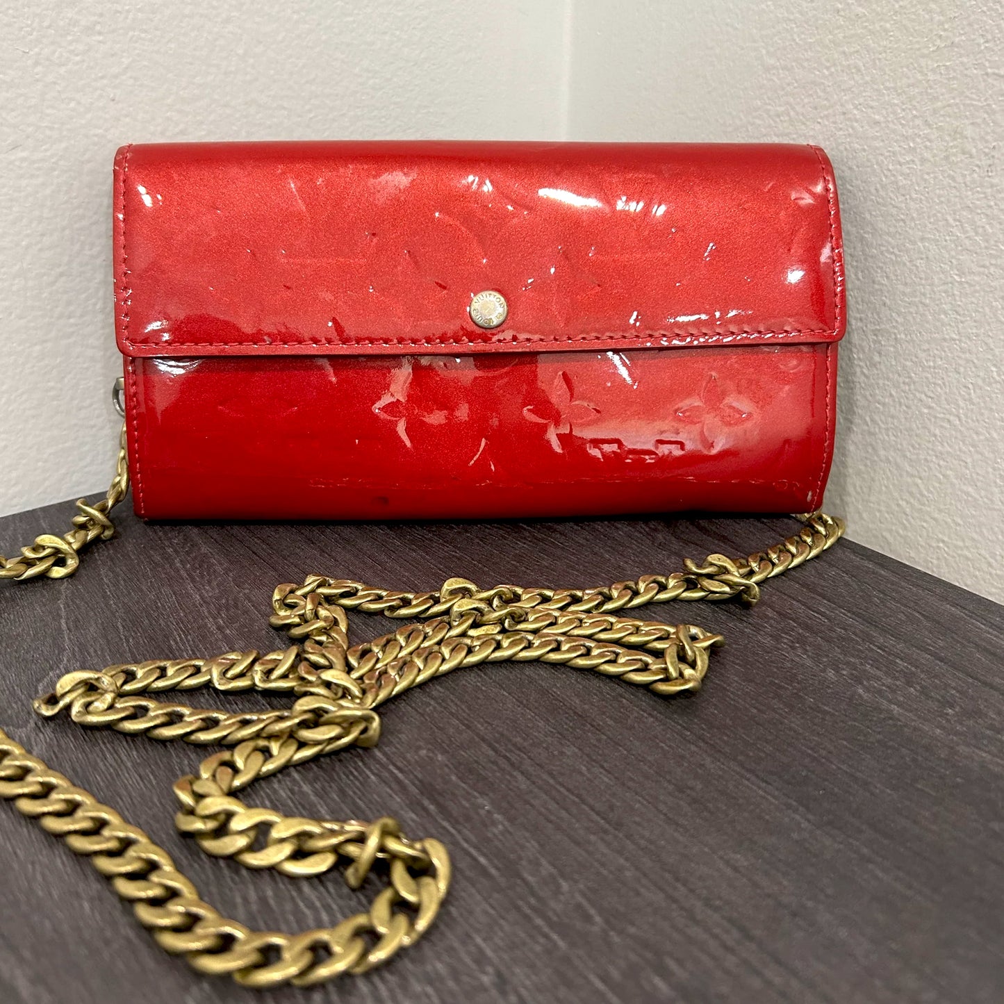SOLD! Louis Vuitton Monogram Vernis Wallet on Chain