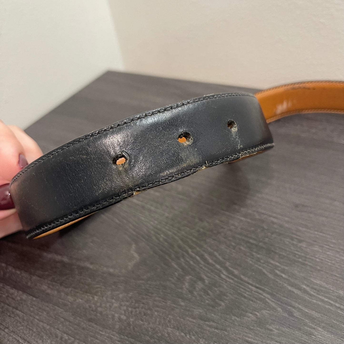 GUCCI Detachable Belt Buckle, Reversible Black/Brown Leather Belt Size 83/34