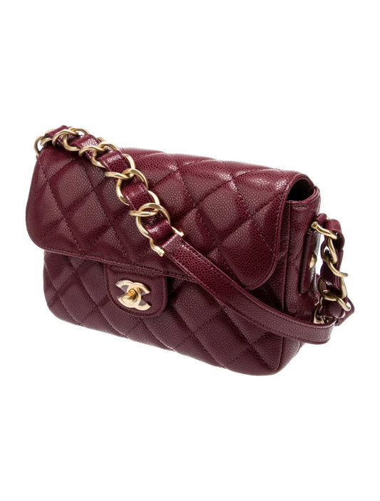 CHANEL Burgundy Caviar Quilt Shoulder Bag ( RESERVED )