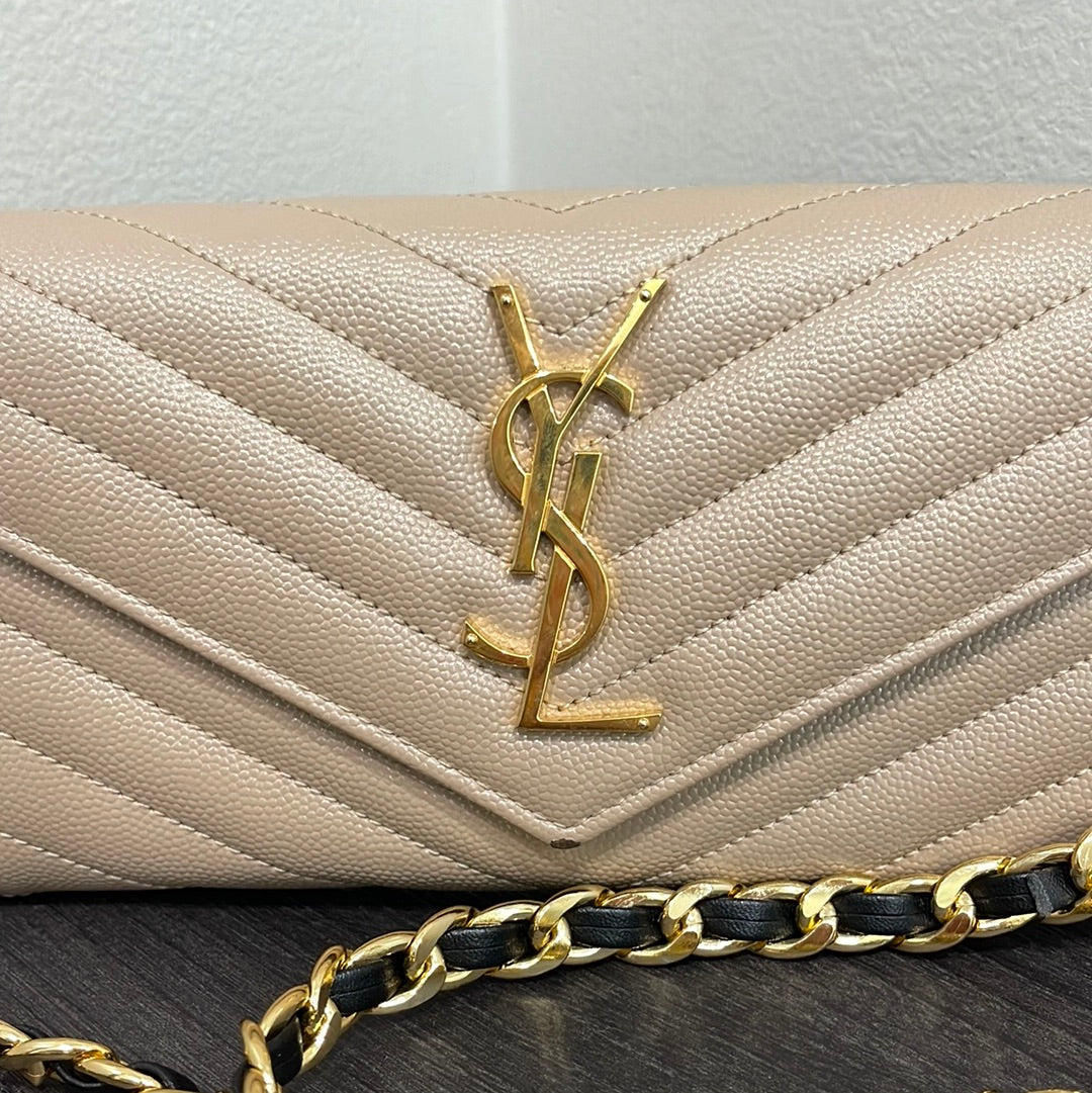 SOLD! Yves Saint Laurent YSL Caviar Wallet on Chain