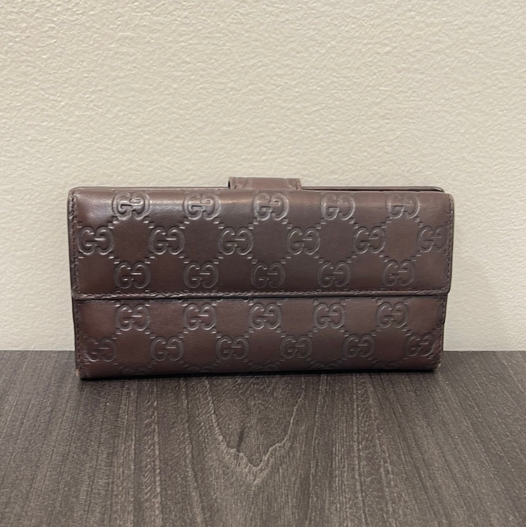 SOLD! Gucci GG Dark Brown Leather Wallet