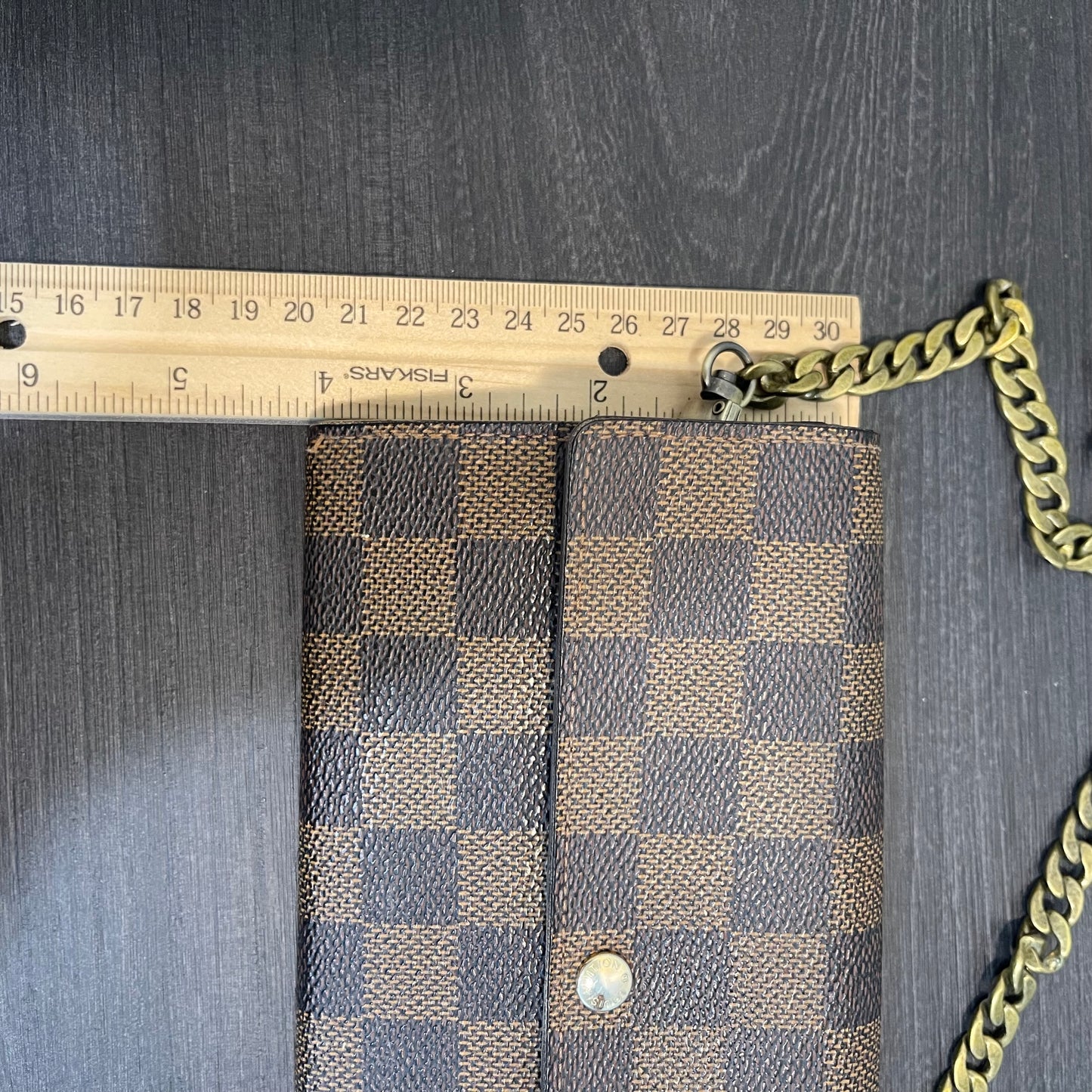 SOLD! Louis Vuitton Damier Ebene Wallet on Chain