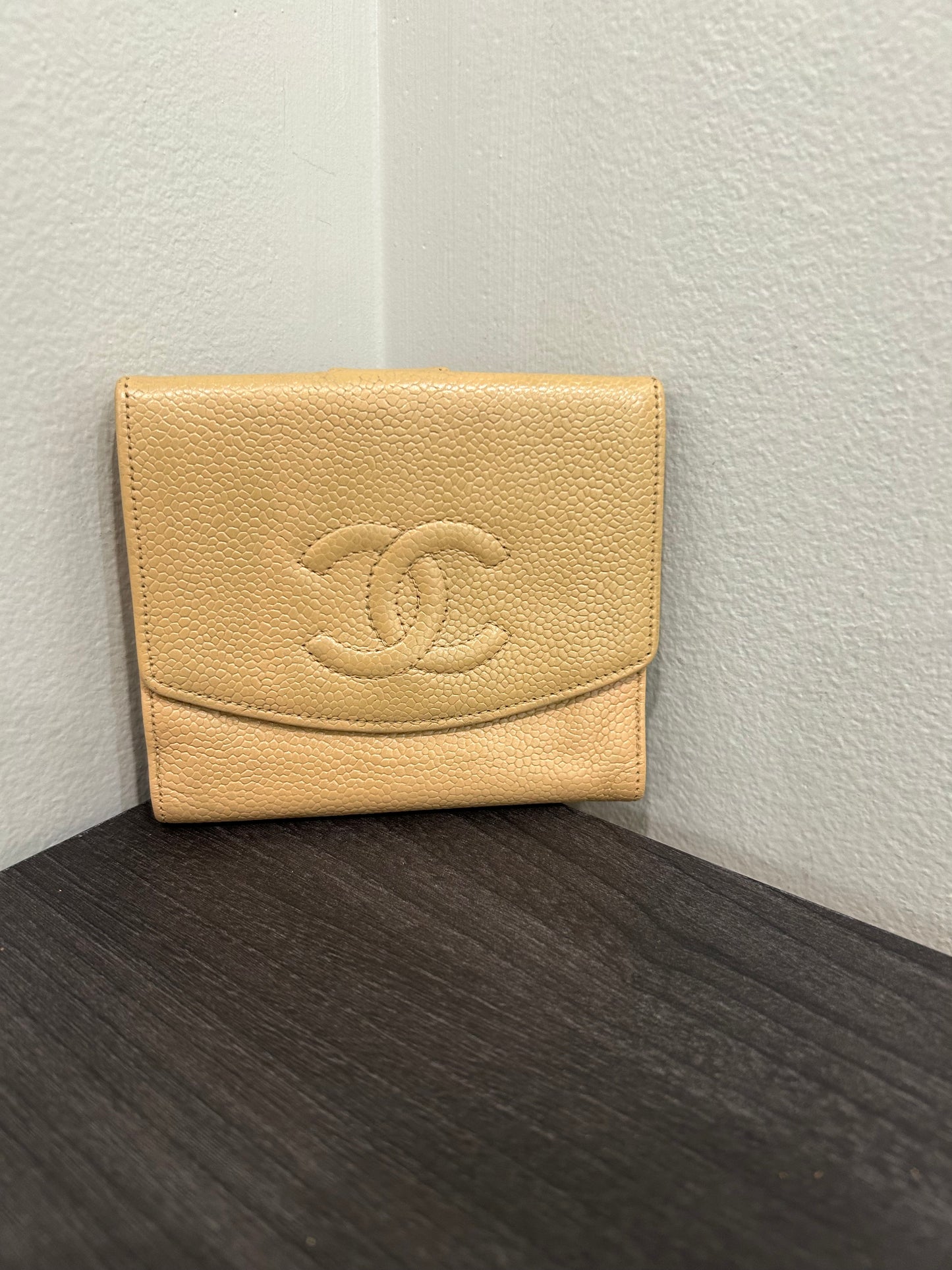 SOLD! CHANEL Beige Caviar Wallet