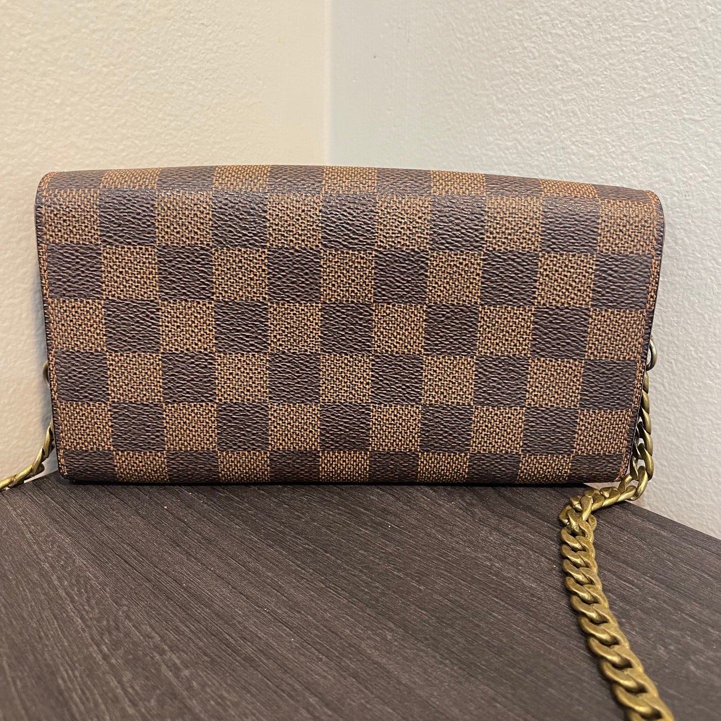 SOLD! Louis Vuitton Damier Ebene Wallet on Chain
