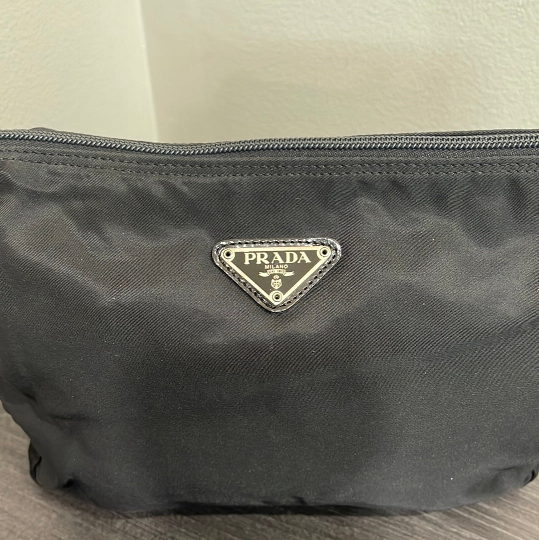 SOLD! Set of 2 Prada Nylon & Leather Pouches