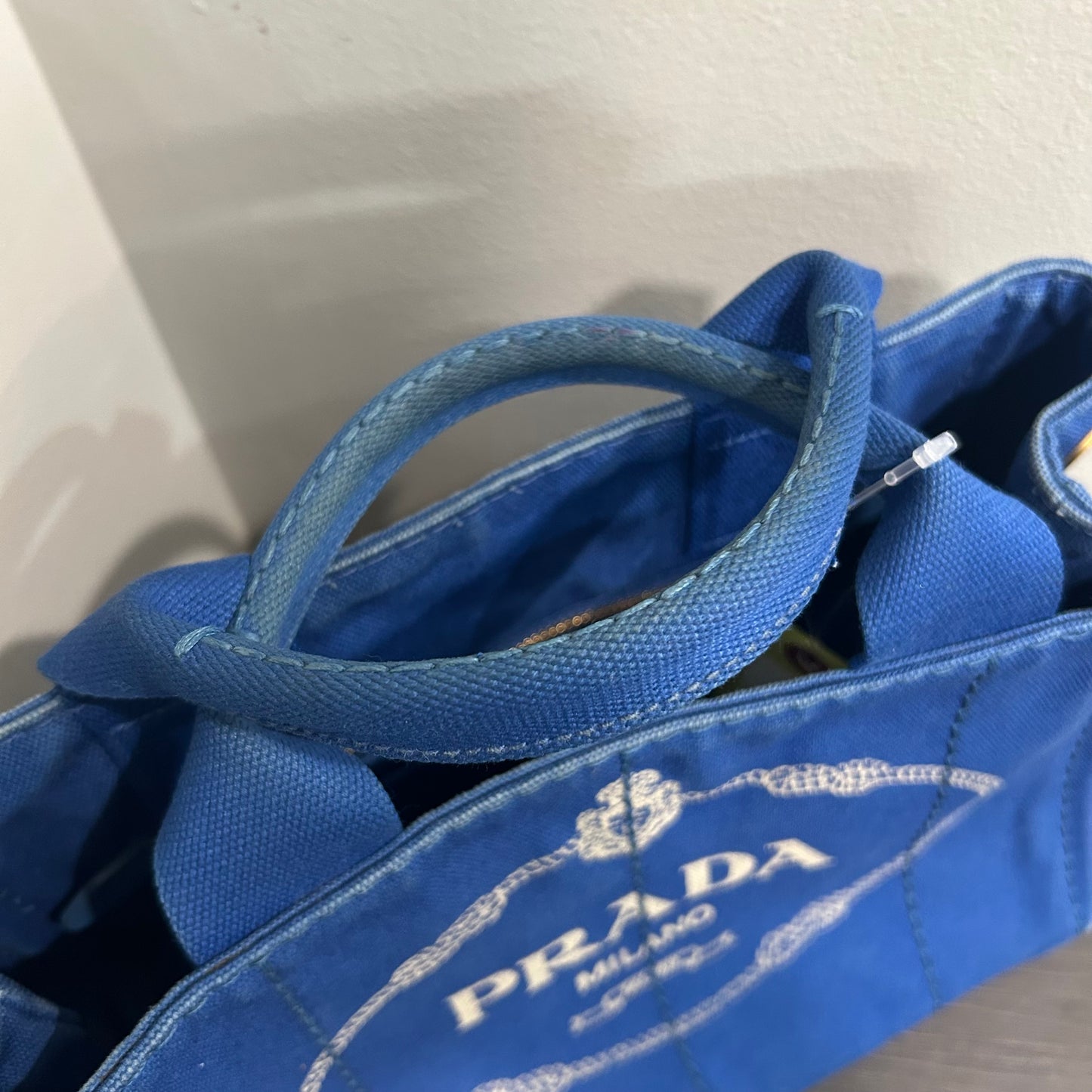 CLEARANCE #203 PRADA Canapa Small Tote - Blue