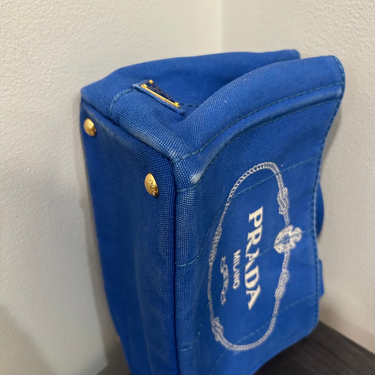 CLEARANCE #203 PRADA Canapa Small Tote - Blue