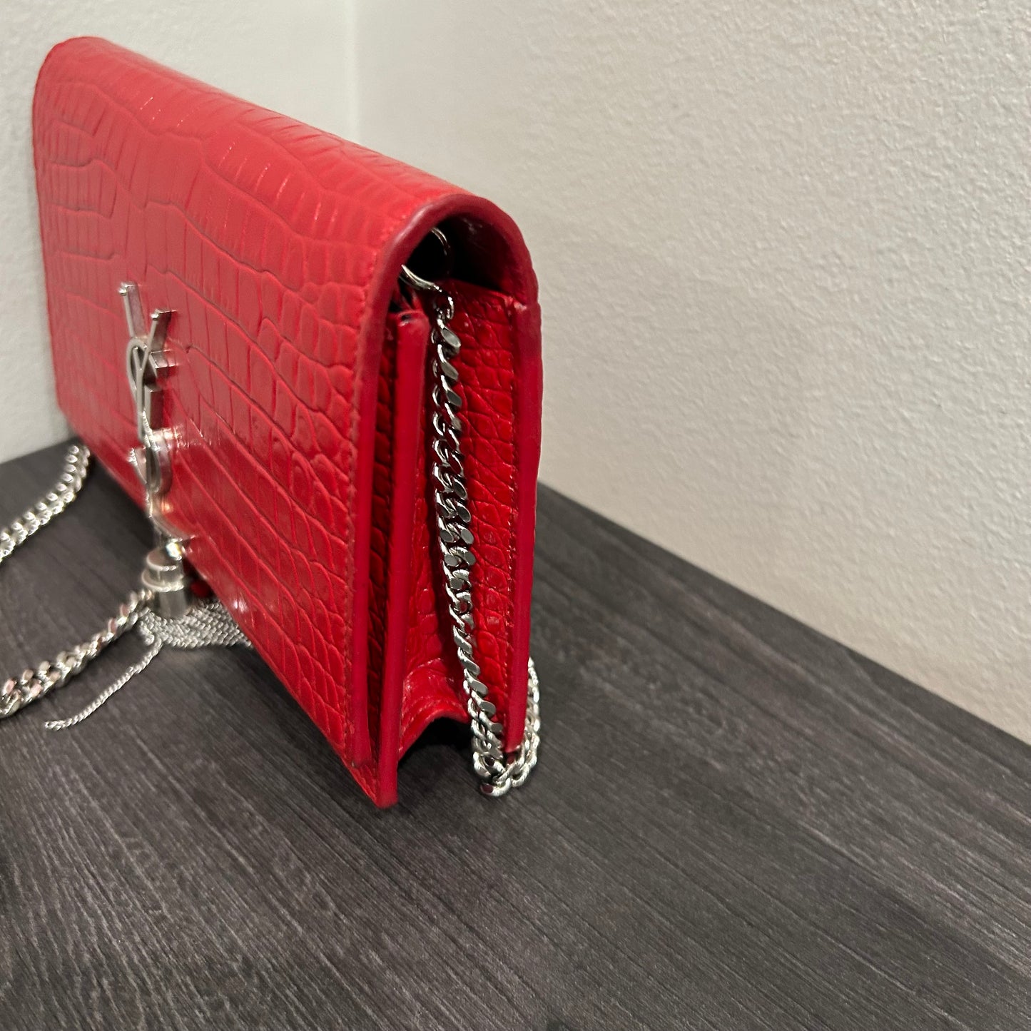 CLEARANCE #105 YVES SAINT LAURENT Exotic Crocodile Leather Tassel Kate Crossbody