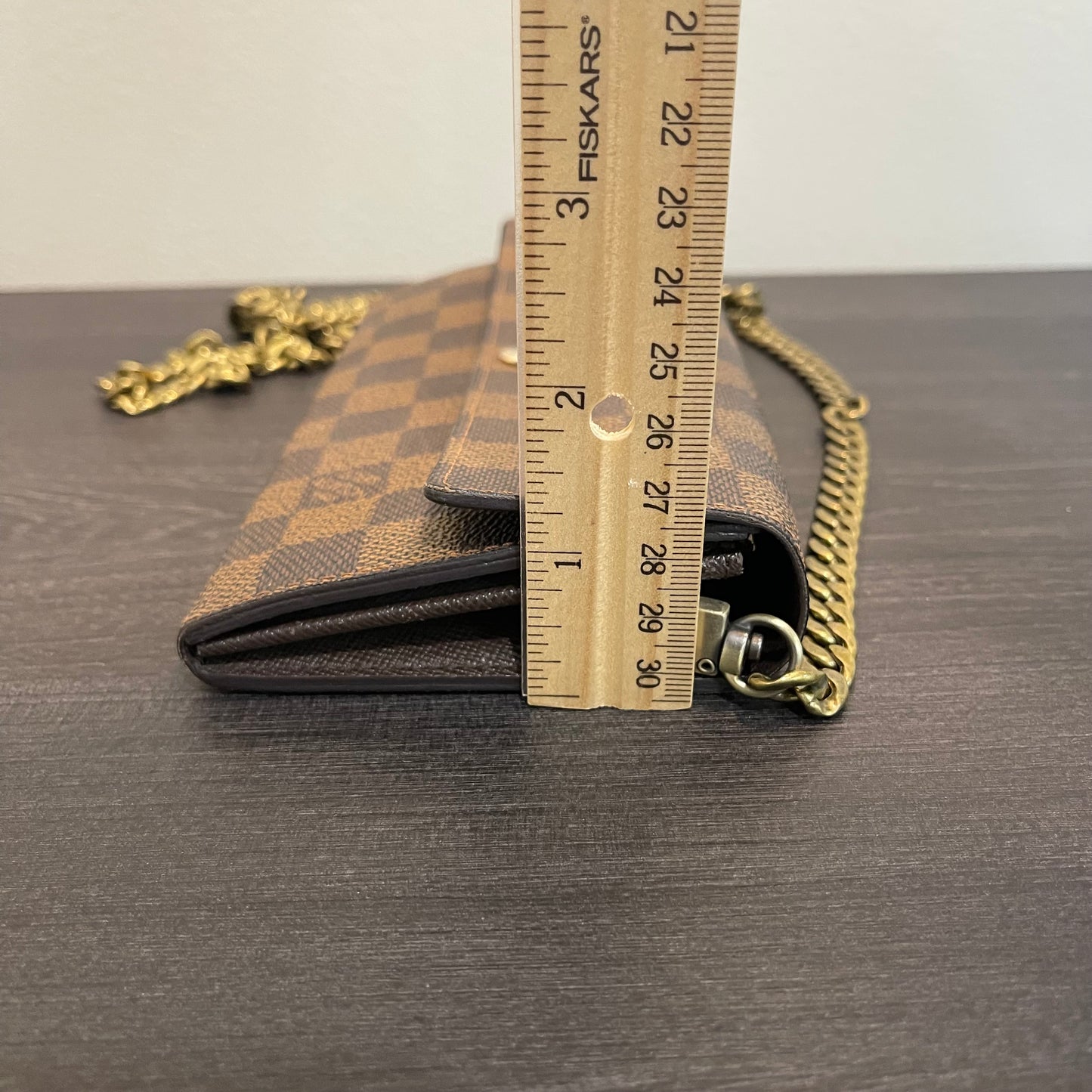 SOLD! Louis Vuitton Damier Ebene Wallet on Chain