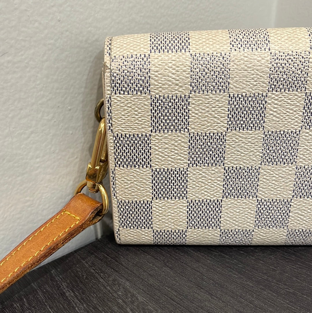 SOLD! Louis Vuitton Damier Wallet with Shoulder Strap