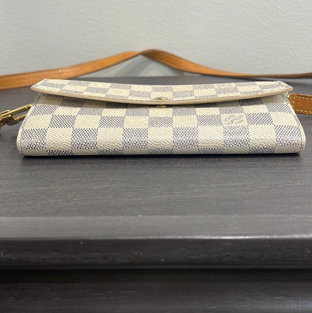 SOLD! Louis Vuitton Damier Wallet with Shoulder Strap