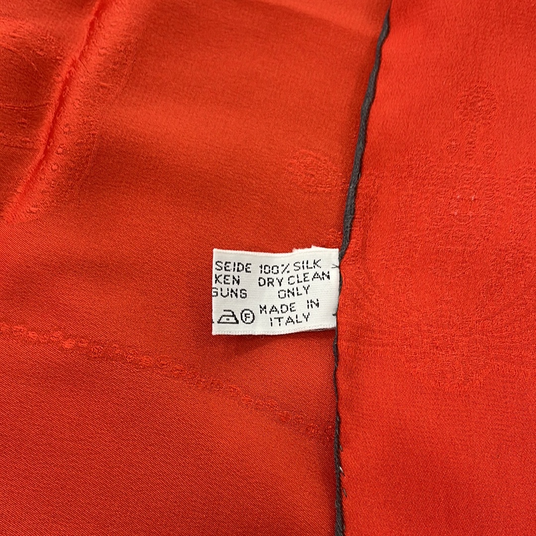 SOLD! Cartier Red Jewel "Must De Cartier" Silk Scarf with Box