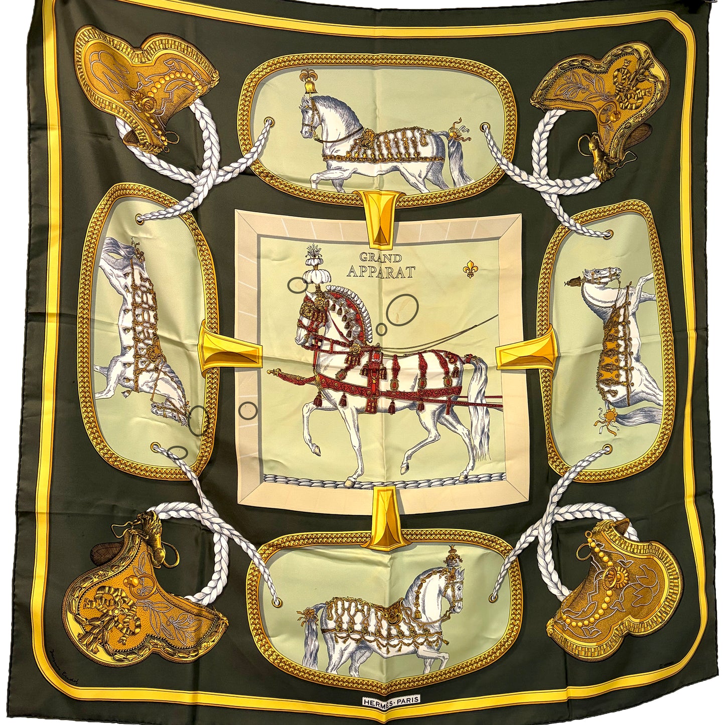 #8232 HERMES 90cm Silk Grand Apparat Scarf