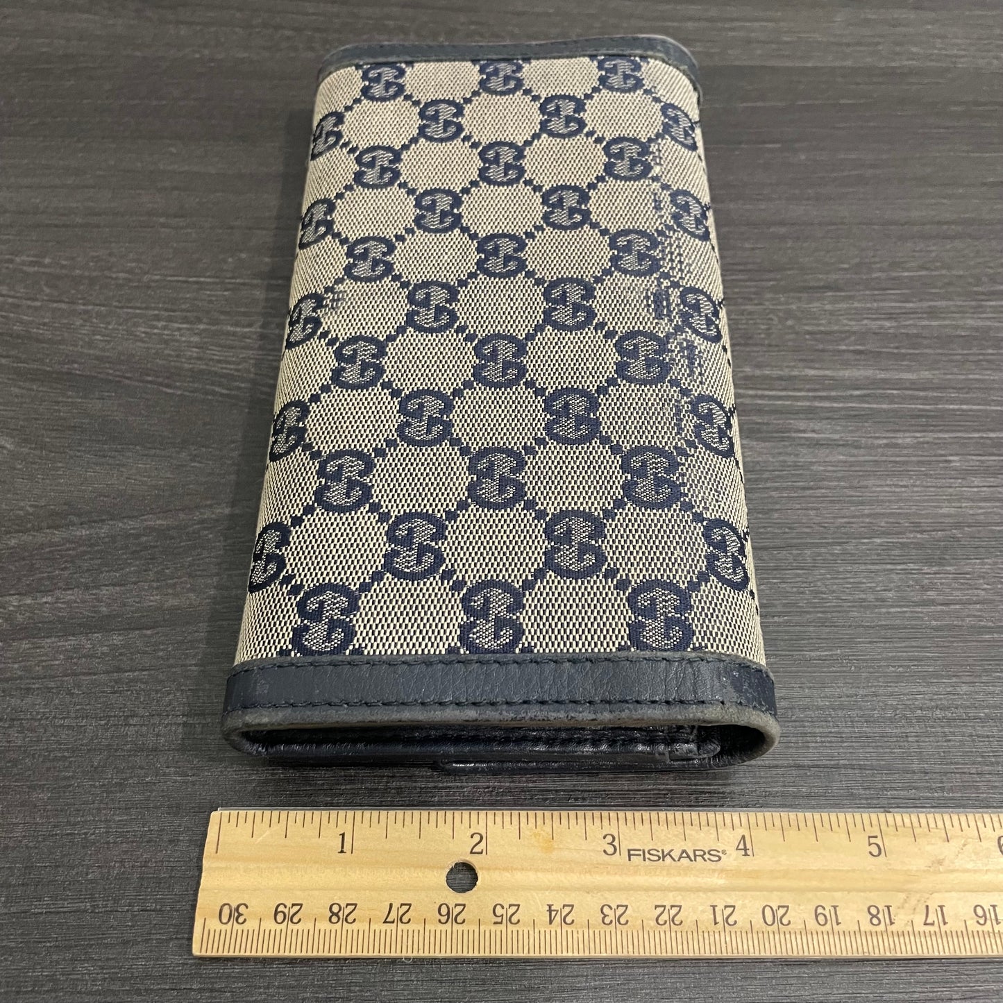 #190 GUCCI Navy GG Canvas Long Wallet
