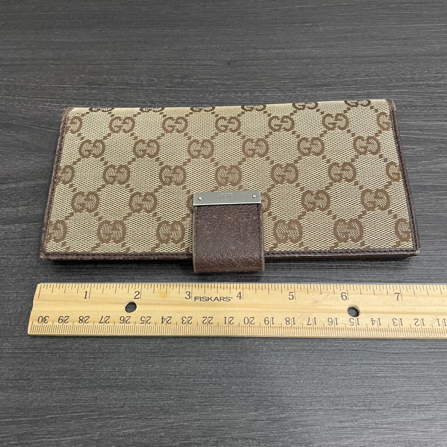 #191 GUCCI Brown GG Canvas Long Wallet