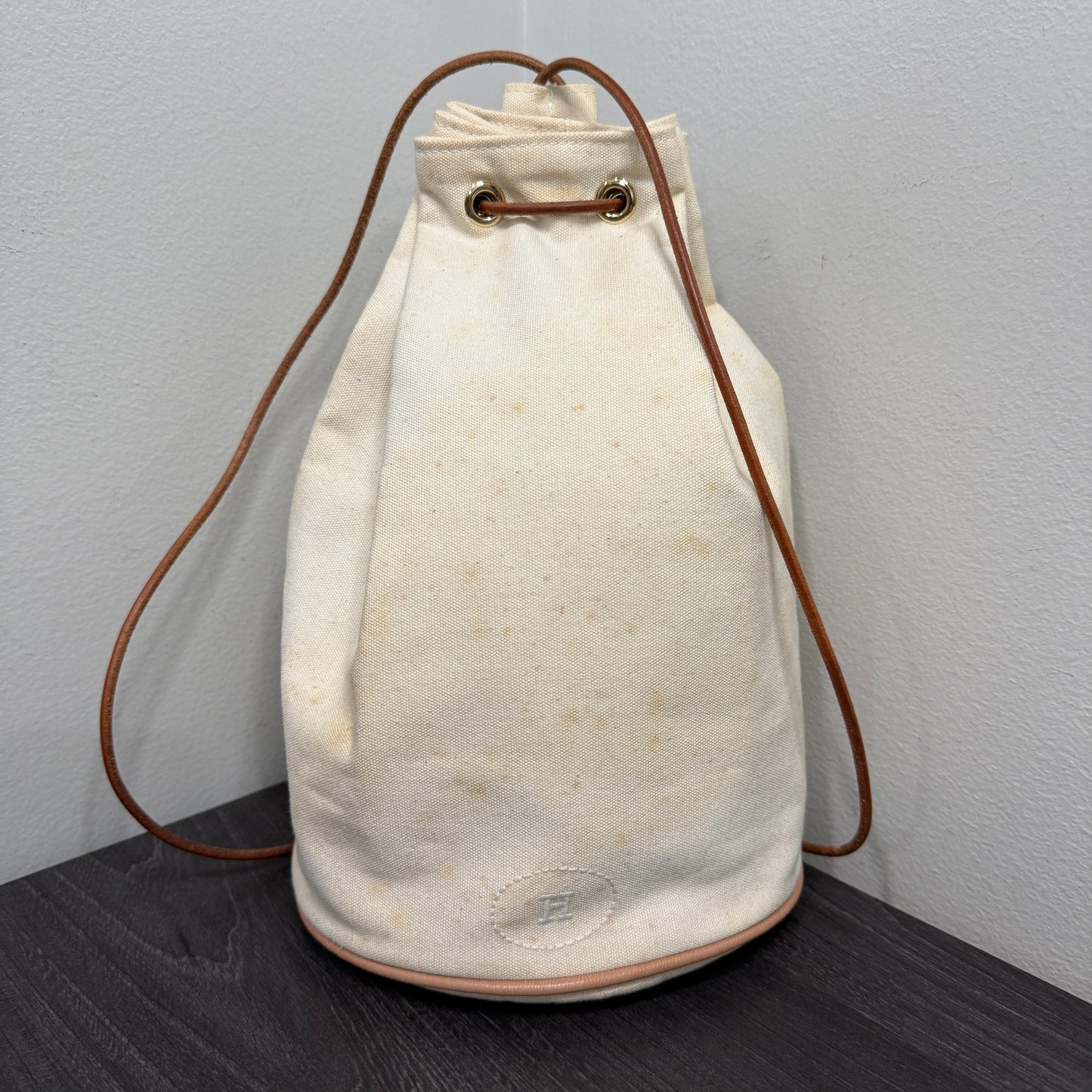 #1028 Hermès Toile Sac Polochon Natural