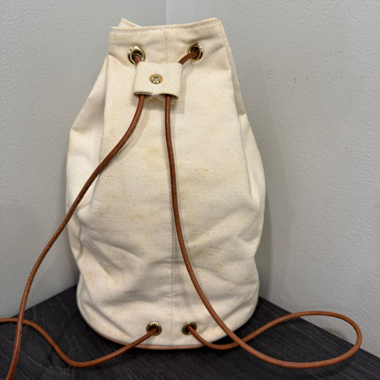 #1028 HERMÈS Toile Sac Polochon Natural